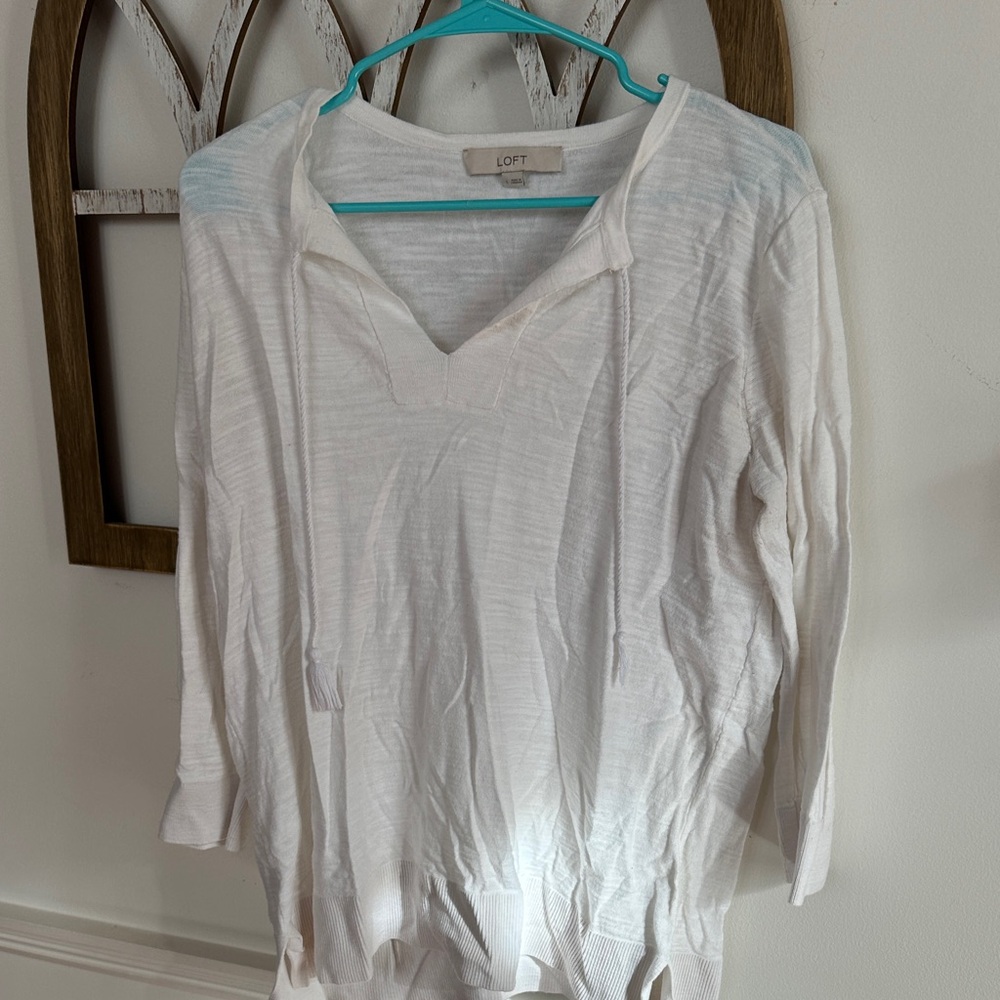 LOFT White Hooded Sweatshirt for Women